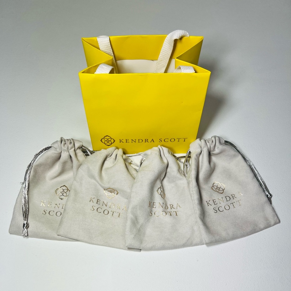 Kendra Scott Gift Bag & Dust Bag Bundle Lot Set Jewelry Packaging Yellow Gold